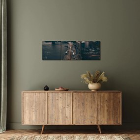 Obraz Manhattanu (s hodinami) (90x30 cm)