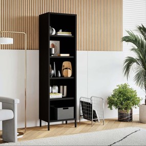 Čierny kovový regál na knihy MARIO Modern 500 x 1800 x 350 mm