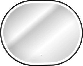 Comad Závesné zrkadlo s LED osvetlením Apollo 2 Black 90x70 cm s pohybovým senzorom, čierna