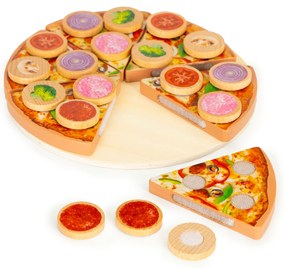 Drevený krájač na pizzu na suchý zips pre deti 27 kusov ECOTOYS