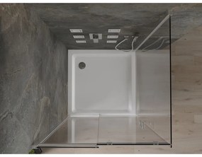 Mexen Omega, sprchovací kút s posuvnými dverami 100 (dvere) x 100 (stena) cm, 8mm číre sklo, chrómový profil + slim sprchová vanička 5cm, 825-100-100-01-00-4010