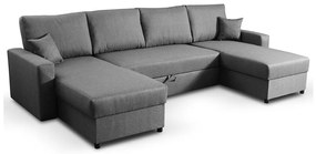 Rozkladacia sedacia súprava do U JANISE s úložným priestorom, sivá