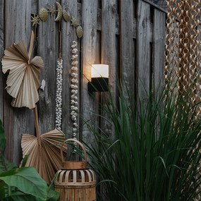 Vonkajšia nástenná lampa čierna s opálovým bielym tienidlom IP44 - Denmark