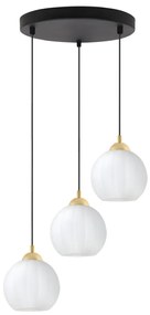 Závesné svietidlo Costa, 3x biele sklenené tienidlo, b/g, o