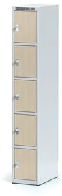 Alfa 3 Šatníková skrinka s úložnými boxami, 5 boxov 300 mm, laminované dvere wenge, cylindrický zámok