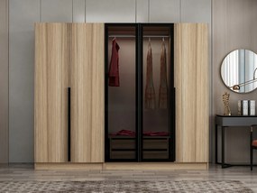 Elegantná šatníková skriňa ShadowLux v prírodnej farbe s dymovými dvierkami 210 x 225 x 52 cm