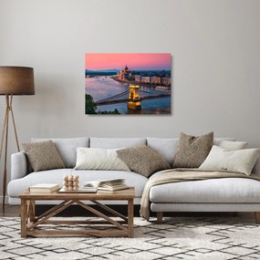 Sklenený obraz - Panorama mesta, Budapešť, Maďarsko (70x50 cm)