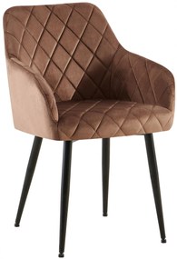 Jedálenská stolička Monett - zamat, B čierny rám - Hnedá