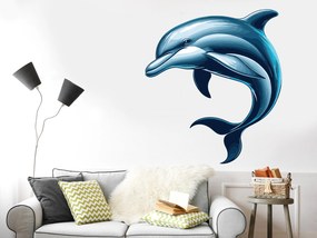 Delfín 02 textilní prelepiteľná nálepka na stenu list 40 x 45 cm