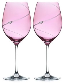 Diamante pohár na červené víno Silhouette City Pink s kryštálmi Swarovski 470 ml 2KS