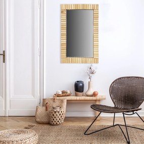 Nástěnné dřevěné zrcadlo BOHO 55x35 cm přírodní