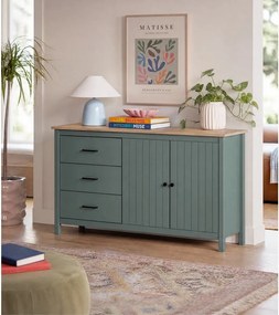 Zelená/v prírodnej farbe nízka komoda z borovicového dreva 150x80 cm Miranda – Marckeric