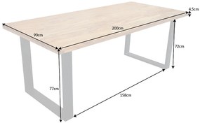 Jedálenský stôl Iron Craft 200cm Sheesham 45mm