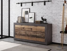 Komoda Lunea 180 cm dub Matera tmavý/šedá