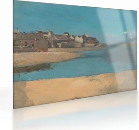 Sklenený obraz - Odilon Redon, Village by the Sea in Brittany, reprodukcia (70x50 cm)
