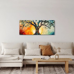 Obraz – Mozaika – slnko a strom I. (120x50 cm)