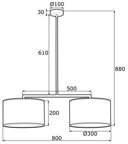 Argon 0900 - Luster na tyči KARIN 2xE27/15W/230V biela
