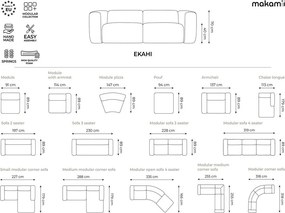 Modrá rohová pohovka (ľavý roh/s leňoškou) Ekahi – Makamii
