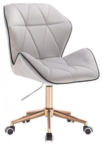 LuxuryForm DESIGN Stolička MILANO MAX VELUR na zlatej podstave s kolieskami - sivá