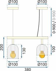 Toolight Toolight, závesné stropné svietidlo 2xE27 APP1032-2C, biela-zlatá, OSW-06983