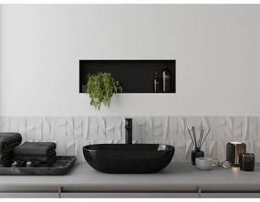 Mexen X-Wall-NR, polička na zapustenie pod obklad bez goliera 60 x 20 cm, čierna matná, 1971602010