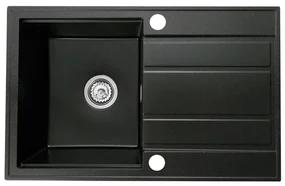 Gamma Modern 6040, 1-komorový granitový drez 580x420x185 mm s krátkym odkvapkávačom, čierna so zlatými bodmi, GMA-ZM-6040-GD