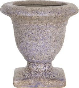 Fialový keramický kvetináč s patinou v antickom štýle Tasse - Ø 12 * 12 cm