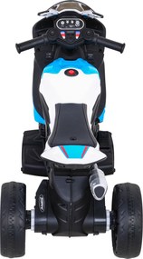 Ramiz BMW HP4 detský motocykel na batérie modrý + 3 kolieska + LED + MP3 USB + ekokoža