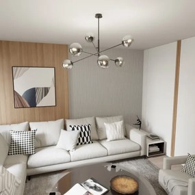 Luster na tyči LINEAR 6xE14/10W/230V čierna/šedá