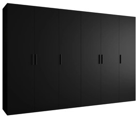 Šatníková skriňa 300 cm Borry 1 (čierna + čierna). Akcia -20%. Vlastná spoľahlivá doprava až k Vám domov. 1125794