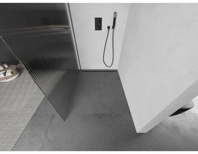 Mexen Kioto L, sprchová zástena Walk-In 120 x 200 cm, 8mm sklo s rebrovým vzorom, grafitový profil, 800-120-103-66-09