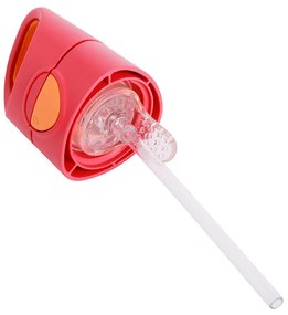 Fľaša na pitie so slamkou 450 ml - ružová/oranžová