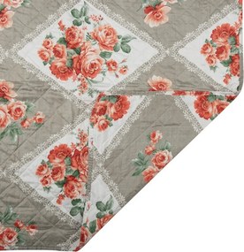 Šedý prehoz na jednolôžko s kvetinovým motívom Flowery - 140*220 cm