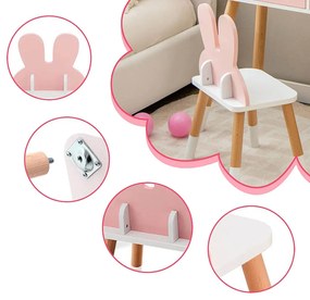 Zajačikovský detský toaletný stolík so zrkadlom a stoličkou