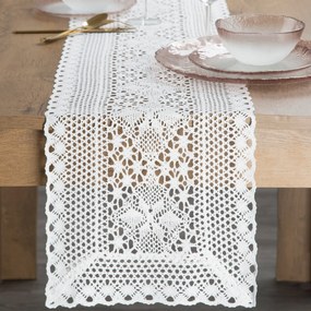 EUROFIRANY AŽÚROVÝ BEHÚŇ NA STÔL MEGGY 32X180 CM BIELY
