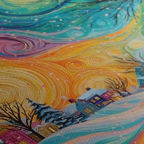 Vianočný obraz farebné domčeky v čarovnej noci