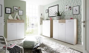 Komoda s policami/botník Manolo 136 cm, dub sonoma/biela