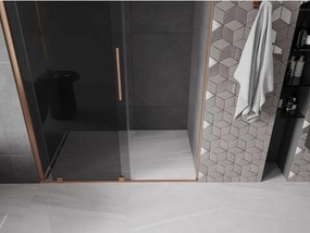 Mexen Velar, posuvné sprchové dvere do otvoru 140 cm, 8mm šedé sklo, medená matná, 871-140-000-41-65