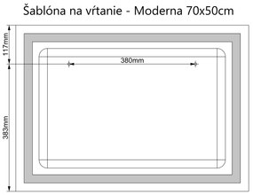 LED zrkadlo Moderna 70x50cm teplá biela - diaľkový ovládač Farba diaľkového ovládača: Čierna