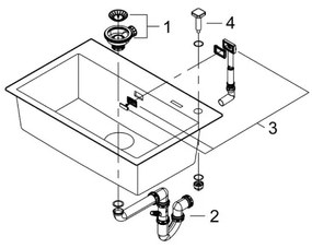 GROHE 31652AP0 - Kompozitný drez K700 780 × 510 mm granit/čierna
