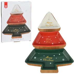 Porcelánová servírovacia miska Christmas Tree 27x20 cm sada 3ks