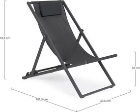 Antracitové kovové záhradné ležadlo Taylor – Bizzotto