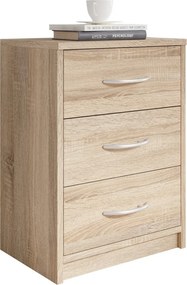 Nočný stolík s 3 zásuvkami Pepe, dub sonoma