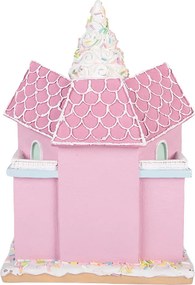 Ružový svietiaci LED domček Pastel Christmas Chic - 21*14*28 cm / 2*AAA