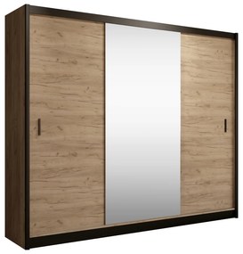 Skriňa s posuvnými dverami, čierna/dub craft, 250x215 cm, CRAFT