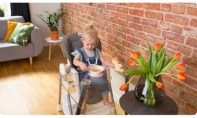 Lionelo - Detská jedálenská stolička LINN PLUS biela/šedá