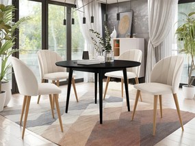 Okrúhly stôl Botiler FI 120 so 4 stoličkami ST100 04, Farby: natura, Farby: čierny, Potah: Magic Velvet 2250 Mirjan24 5903211162473