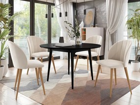 Okrúhly stôl Botiler FI 120 so 4 stoličkami ST100 04, Farby: čierny, Potah: Magic Velvet 2217, Farby nožičiek stola: čierna