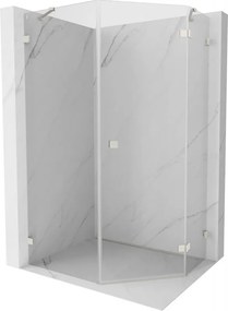 Mexen Lunar, päťuholníkový sprchový kút s pravým sklonom 80 x 90 cm, 8mm číre sklo, oceľový profil, 831-080P-090L-97-00-P