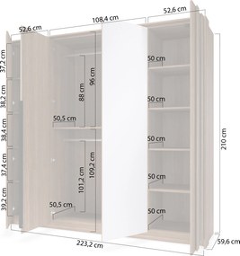 Skriňa Flaro 223 cm s osvetlením - dub dunin